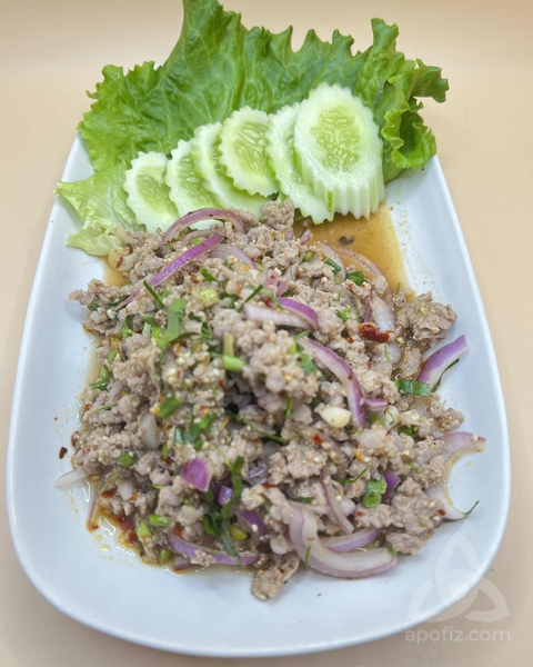 Yummy's restaurant and bar in Jomtien pattaya thailand. miced pork or chicken