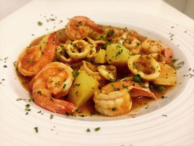 Osteria Sendi, Italian restaurant in Pattaya, soi Bong Koch, Sendi's Italian shrimps with potato's