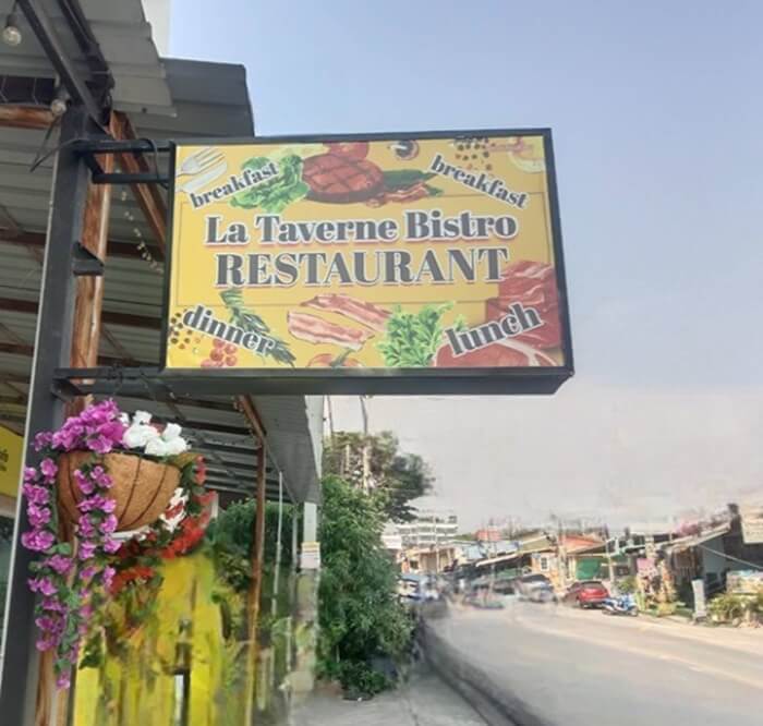 La Taverna  Bistro restaurant, Pattaya soi Khao Talo, street side