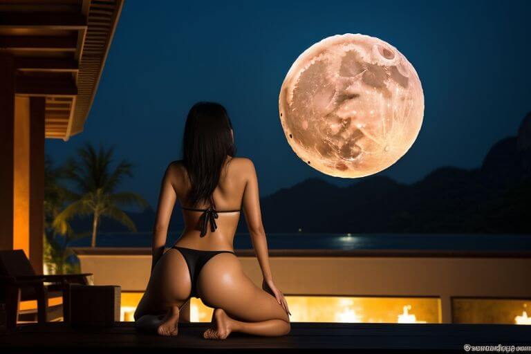 Full Moon Bar darkside Pattaya, Thai girl on here knees