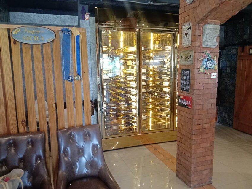 Sicily Italian restaurant, Maprachan lake Pattaya, wine cellar