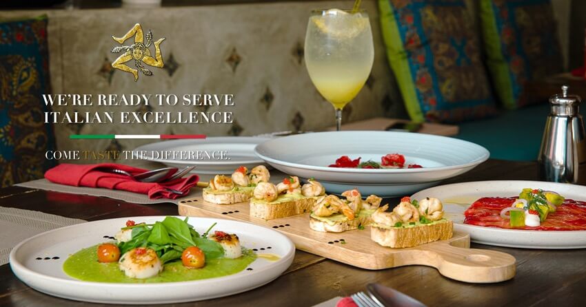 Sicily Italian restaurant, Maprachan lake Pattaya, marinated salmon