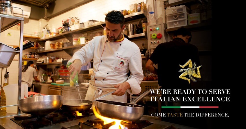 Sicily Italian restaurant, Maprachan lake Pattaya, chef cooking