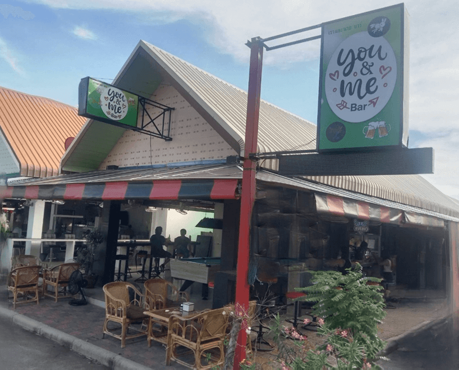 You & Me Bar RomPho complex jomtien Pattaya, bar and sign