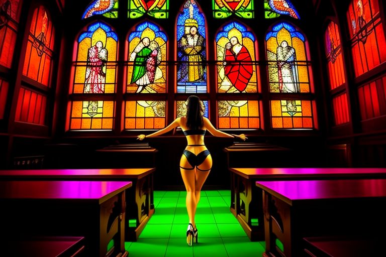 The Chapel, Gentlemen's Club, Pattaya, impossant glass window with a very attractive hostess