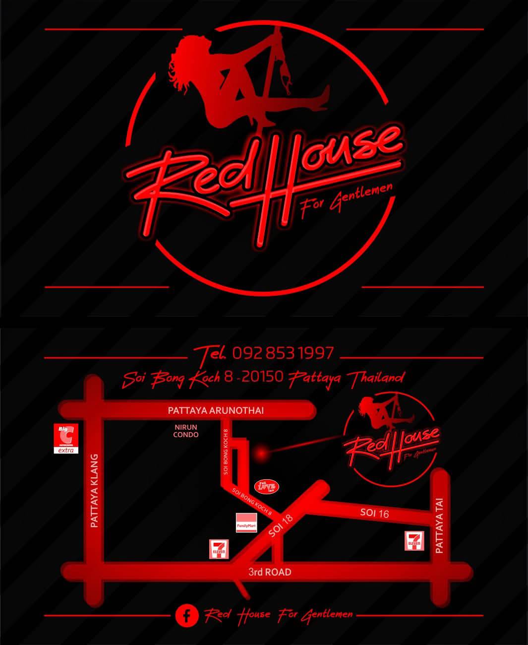 Red House, Gentlemen Club, Pattaya, Soi Bongkoch 8, business card