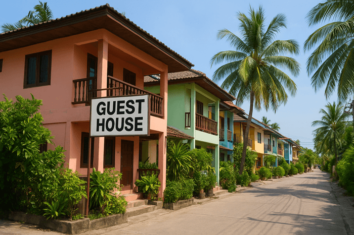 Tropical guesthouse street Pattaya