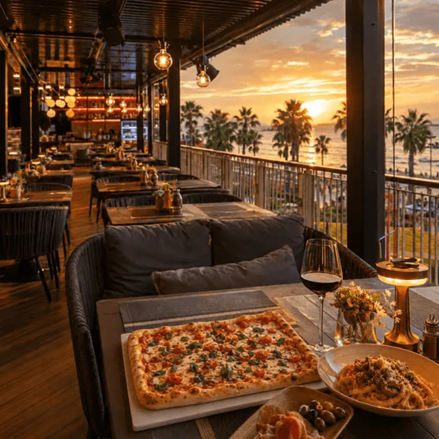 Sea-view terrace tables at Terrazza Baia in Central Pattaya