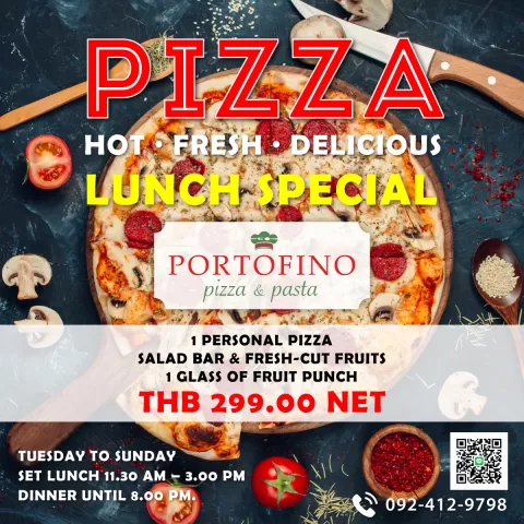 Portofino pizza & pasta pattaya, promotion banner