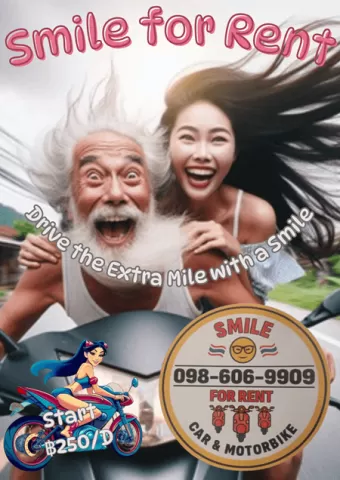 Smile for rent, car and motorbikes for rent in Pattaya Jomtien, banner