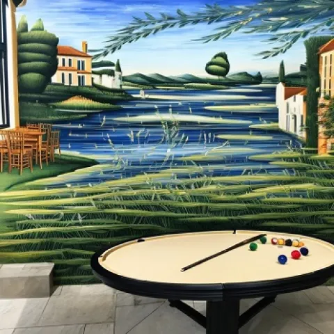 happy corner ai image art from a bar with pool table