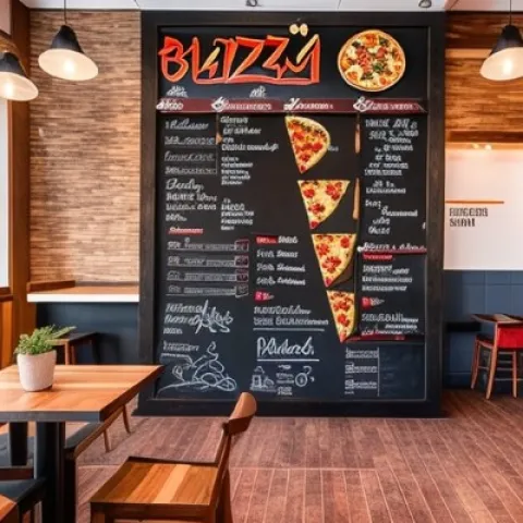 Pumpui pizza restaurant in soi countryclub Pattaya, custom ai art, blacbord