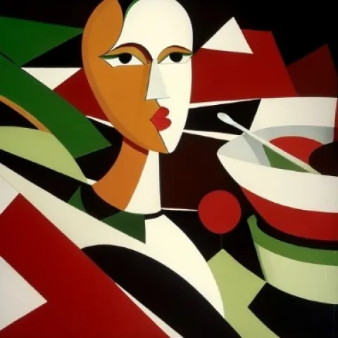 Osteria Sendi, Italian restaurant in Pattaya, soi Bong Koch, custom ai art, Sendi cubism