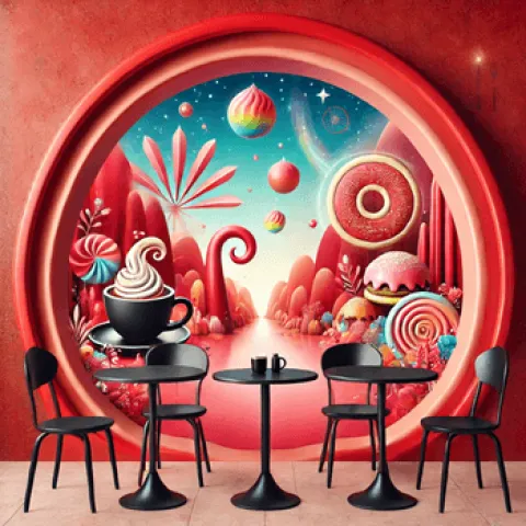 Oun.S cafe shop & drink, Pattaya, custom ai art