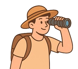 Cartoon tourist looking for hotels in Pattaya