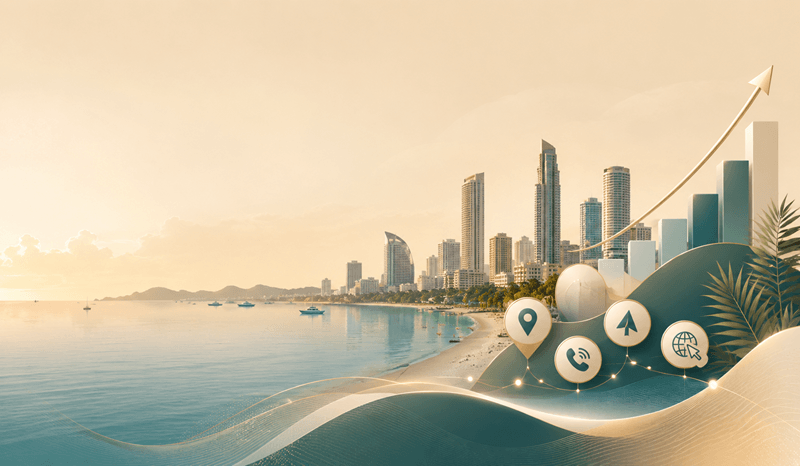 Illustration of Pattaya business visibility, discovery actions and commercial growth.